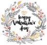 Valentines Day Lettering Floral Illustration Sticker