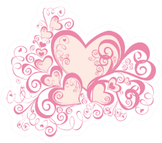 Valentines Day Pink Floral Hearts Sticker