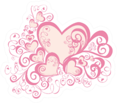 Valentines Day Pink Floral Hearts Sticker