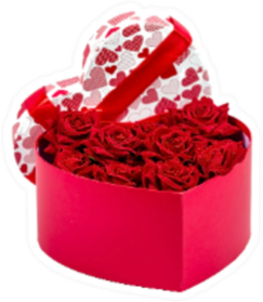 Valentines Day Red Roses In A Heart Box Florist Sticker