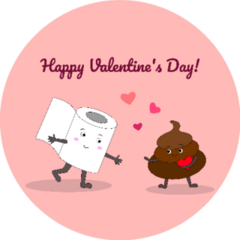 Valentines Day Toilet Paper And Number Two Love Sticker