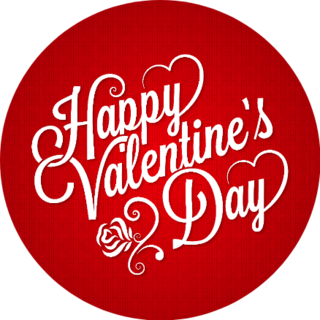 Valentines Day Vintage Lettering On Red Sticker