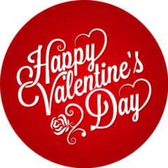 Valentines Day Vintage Lettering On Red Sticker