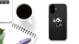 Vampire Coffee Mascot Sticker on a Phone (New) example