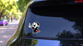 Vampire Coffee Mascot Sticker on a Rear Car Window (New) example
