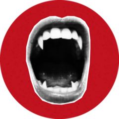 Vampire Fangs On Red Sticker