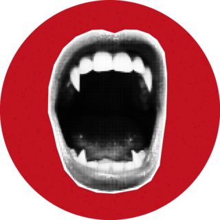 Vampire Fangs On Red Sticker