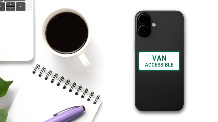 Van Accessible Sticker on a Phone (New) example