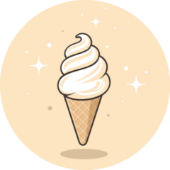 Vanilla Ice Cream Cone Shining Sticker