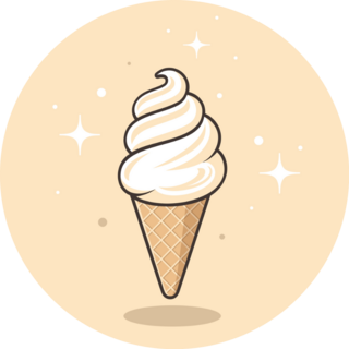 Vanilla Ice Cream Cone Shining Sticker