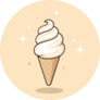 Vanilla Ice Cream Cone Shining Sticker