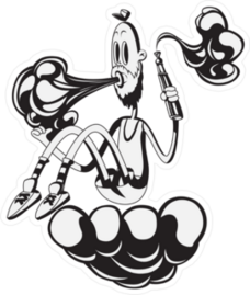Vaping Hipster Dude Cartoon Sticker