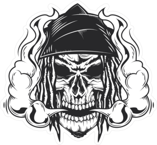Vaping Skull With Long Hair Sticker