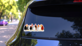 Various Chicken Group Sticker on a Rear Car Window (New) example