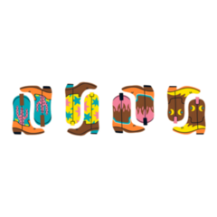 Various Cowboy Boots Texas Art Sticker