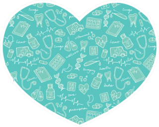 Various Medical Icons Arranged In Heart Shape Sticker