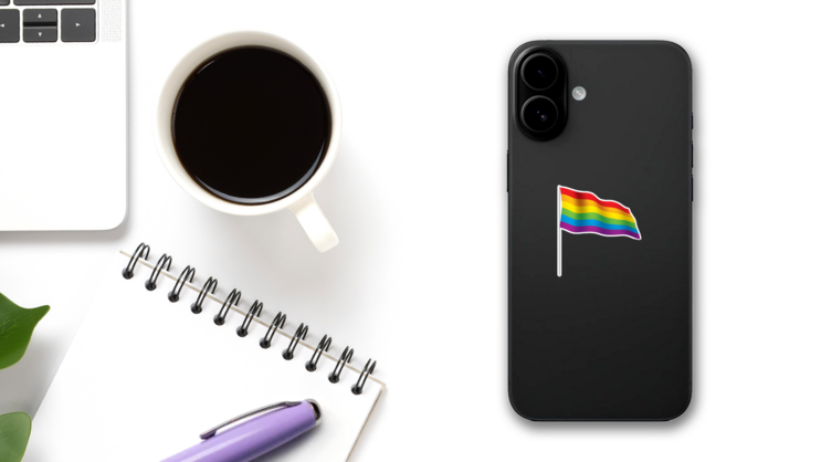 Vector A Rainbow Flag Sticker on a Phone (New) example