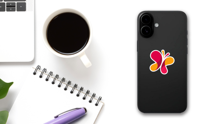 Vector Butterfly Abstract Logo on a Phone (New) example