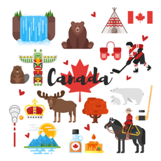 Vector Flat Style Set Of Canadian National Cultural Symbols Sticker