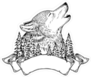 Vector Illustration Of A Howling Wolf With Ribbon Sticker