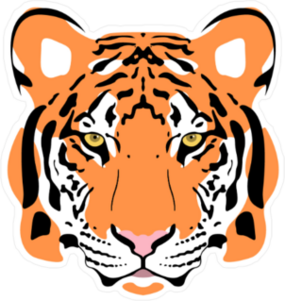 Vector Illustration Of A Tiger Head Sticker