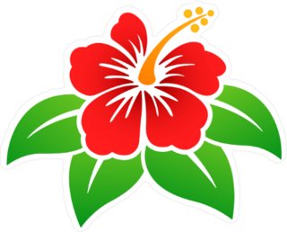 Vector Illustration Of Hibiscus Flower Sticker
