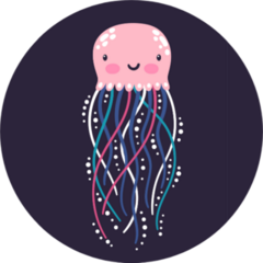 Vector Illustration Of Jellyfish Cute Cartoon Sticker