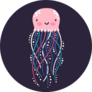 Vector Illustration Of Jellyfish Cute Cartoon Sticker