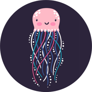 Vector Illustration Of Jellyfish Cute Cartoon Sticker