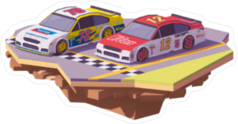 Vector Low Poly Broken Ground Racing Cars Sticker