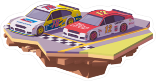 Vector Low Poly Broken Ground Racing Cars Sticker