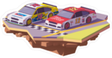 Vector Low Poly Broken Ground Racing Cars Sticker