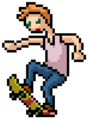 Vector Pixel Art Boy Skateboard Sticker
