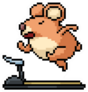 Vector Pixel Art Hamster Running On Treadmill Sticker