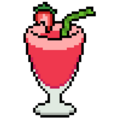 Vector Pixel Art Strawberry Juice Isolated