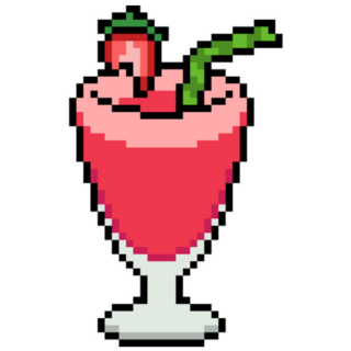 Vector Pixel Art Strawberry Juice Isolated