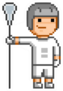 Vector Retro 8-bit Pixel Art Funny Lacrosse Player Sticker