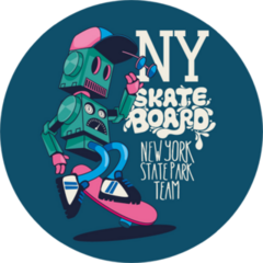 Vector Retro Robot Skateboard Sticker