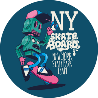 Vector Retro Robot Skateboard Sticker