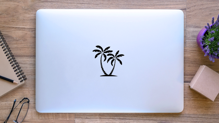 Vector Silhouette Of Palms Sticker on a Laptop (New) example
