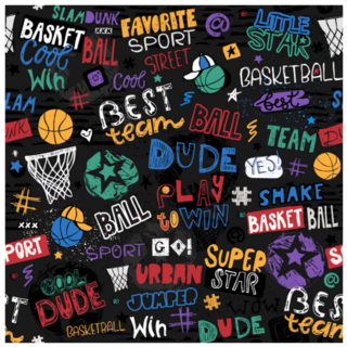 Vector Sketch Basketball Seamless Pattern Sticker