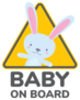 Vector Yellow Triangular Sign With Picture Sweet Bunny. 