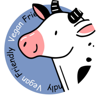 Vegan Friendly Icon With Cute Cow Sticker
