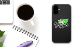 Vegan With Leaves Sticker on a Phone (New) example