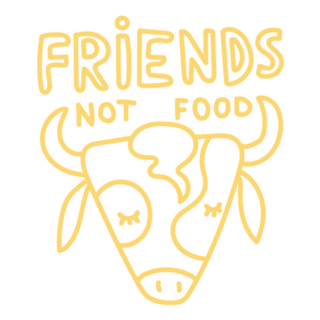 Vegan Yellow Cow Friends Not Food Sticker 