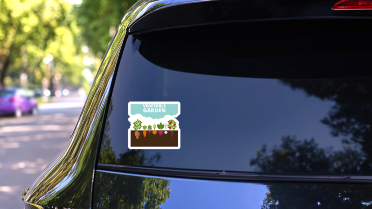 Vegetable Garden Banner Sticker on a Rear Car Window (New) example