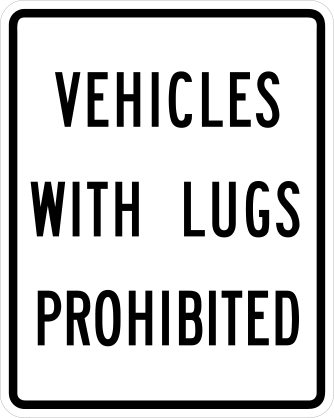 Vehicles With Lugs Prohibited Sticker