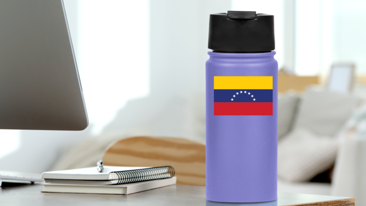 Venezuela Flag Sticker on a Water Bottle (New) example