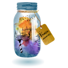 Venice Italy Memories In Glass Jar Watercolor Sticker