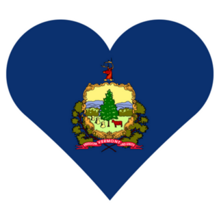 Vermont Flag Heart Shape Sticker